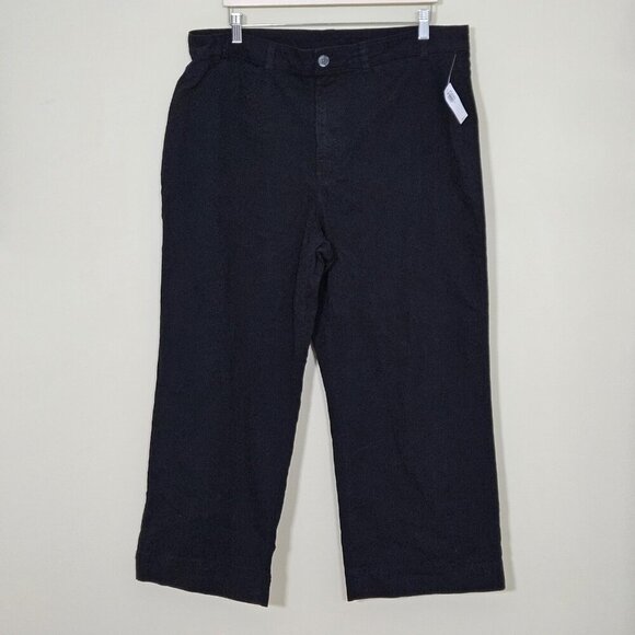 Old Navy Pants Womens 18 Black Twill Cotton Stretch High Waist Wide Leg Coastal - Picture 1 of 16